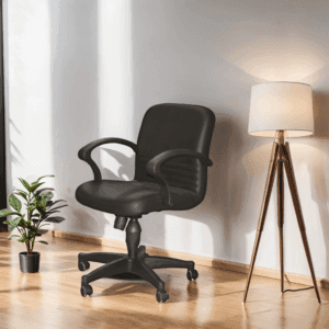 Black leather staff chair