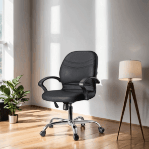 Black leather staff chair