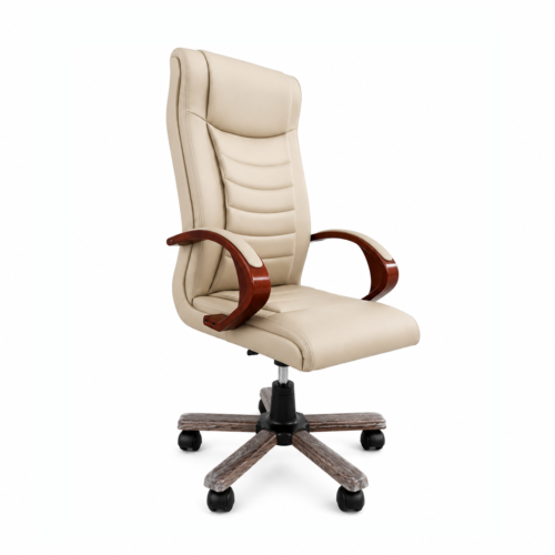 Beige Leather Desk Chair